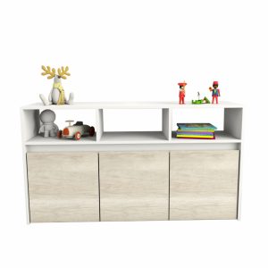 Mueble Juguetero Guardado Organizador Baul Multiuso Amv C Ruedas Color Nevado Con Everest