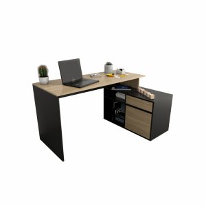 Escritorio En L O Recto Funcional Oficina Hogar Color Olmo Finlandes Combinado Con Everest Amv T3048