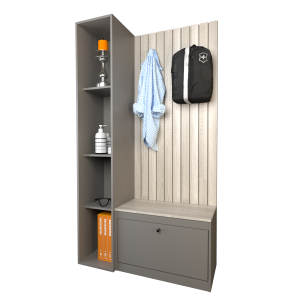 Recibidor Mueble Organizador Con Zapatero Y Estanteria Hogar Color Nevado Con Gris