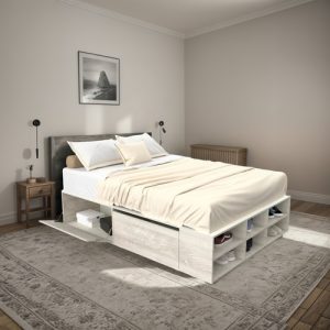 Cama Box Base P/ Sommier De 2 Plazas 4 Ptas C/ Zapatero + +