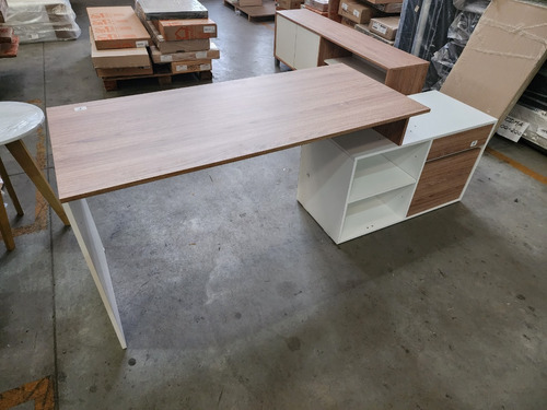 Escritorio En L O Recto Funcional Oficina Hogar Color Olmo Finlandes Combinado Con Everest Amv T3048 - Imagen 12