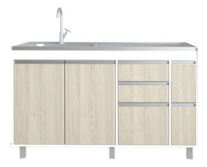 Mueble Bajo Mesada Cocina 140 Cm 2 Ptas 5 Caj. - Sin Bacha