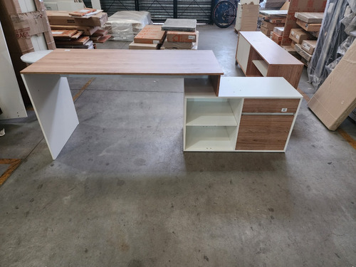 Escritorio En L O Recto Funcional Oficina Hogar Color Olmo Finlandes Combinado Con Everest Amv T3048 - Imagen 11