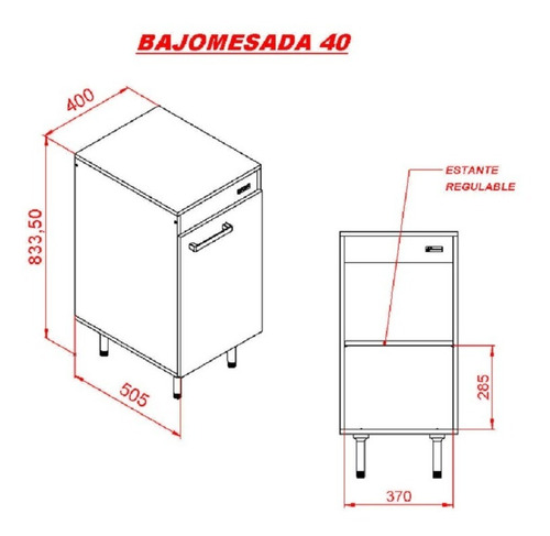 Bajo Mesada Cocina 40cm Mosconi Express Con Puerta Color Blanco - Imagen 3