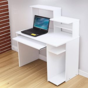 Escritorio De Oficina Melamina Moderno Mesa Gamer Cpu 120 Cm Color Blanco