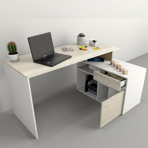 Escritorio Tables 3048 C/mueb Bajo Nev/bco 140x75x Color Nevado/everest - Imagen 8