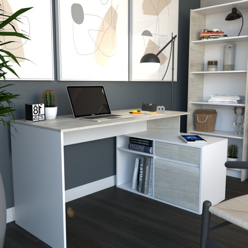 Escritorio Tables 3048 C/mueb Bajo Nev/bco 140x75x Color Nevado/everest - Imagen 6