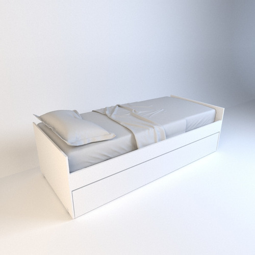 Cama Nido Minimalista P/ Colchon 1 Plaza Resistente Blanco - Imagen 2