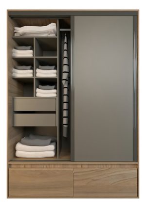 Placard Ropero 150 Premium 2 Puertas Corredizas Zapatero + + Color Olmo Finlandes Con Gris Cubanita