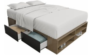 Box De Cama Con Cajonera 140 Cm + Zapatero  Base Somier + +