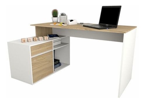 Escritorio Tables 3048 C/mueb Bajo Nev/bco 140x75x Color Nevado/everest - Imagen 9