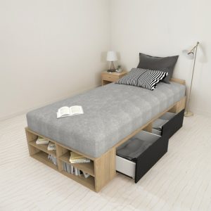 Cama De Una Plaza Box Juvenil C/ Cajones Moderna Minimalista