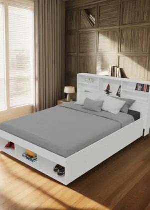 Combo Cama 2 Plazas Con Repisa Y Colchon 140x190 Dormitorio
