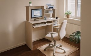 Escritorio Mesa Para Pc Con Bandeja Y Estantes Melamina + +