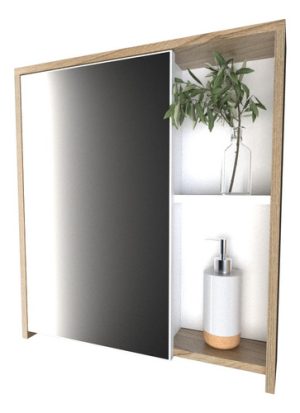 Botiquin Moderno Mueble Organizador Baño Pta Espejo Estantes Color Olmo Everest