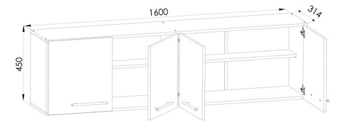 Alacena 4 Ptas Melamina 160 Orlandi + Envió Sin Cargo Capital Federal - Imagen 5