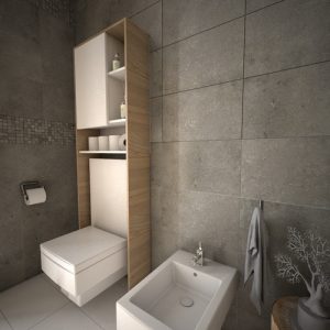 Mueble Organizador Moderno Para Baño Color Olmo Finlandes Con Everest T4008 Amv