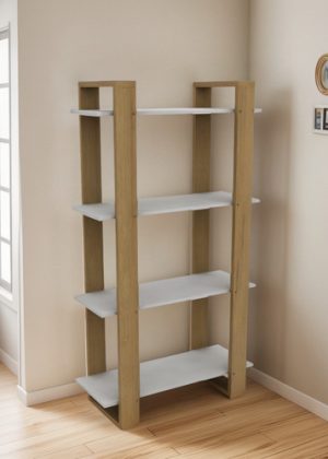 Estanteria Biblioteca Repisa Mueble Nordico 4 Estantes Hogar Color Bco/roble Miel