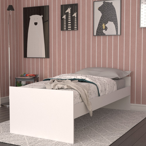 Cama Minimalista P/ Colchon 1 Plaza Moderna Resistente Bco. - Imagen 4