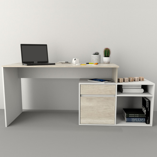 Escritorio Tables 3048 C/mueb Bajo Nev/bco 140x75x Color Nevado/everest - Imagen 7