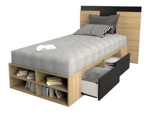 Cama De Una Plaza Box Juvenil C/ Cajones Moderna C/ Respaldo