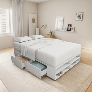 Box De Cama Base Somier Con Cajonera + Zapatero 1,40 + + +