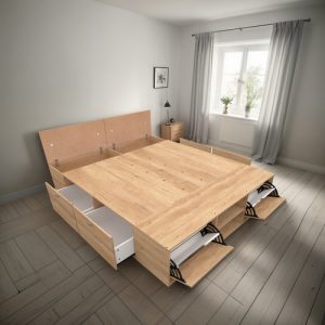 Cama Box Plataforma 2 Plazas 4 Caj Baulera Zapatero 160x200