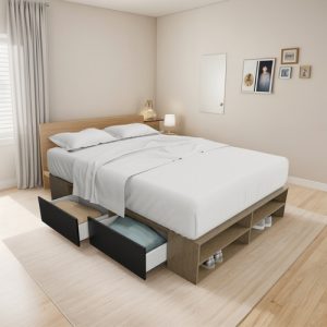 Box De Cama Con Cajonera + Zapatero Organizador Base Somier