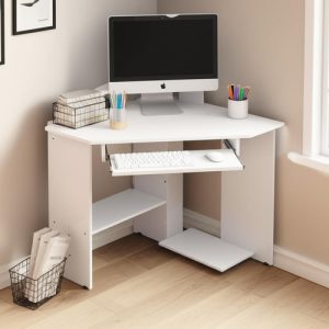 Escritorio Esquinero Rinconero Pc Computacion Gamer Pir 8003 Color Blanco