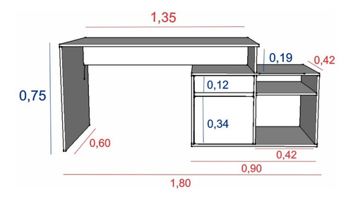Escritorio En L O Recto Funcional Oficina Hogar Color Olmo Finlandes Combinado Con Everest Amv T3048 - Imagen 8