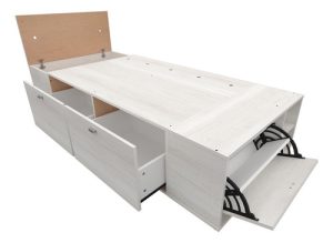 Cama Box Plataforma 1 Plaza Cajones Baulera Zapatero 80x190 Color Tissa Benethon