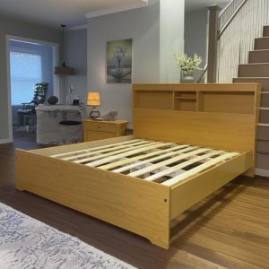 Base Cama Dos Plazas Dormitorio Respaldo Con Repisa+++ Color Roble Repisa