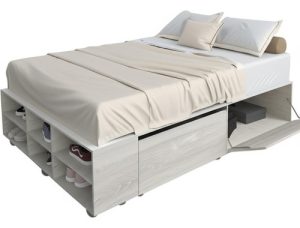 Cama Box Base P/ Sommier De 2 Plazas 4 Ptas + Zapatero Color Pino Cascina
