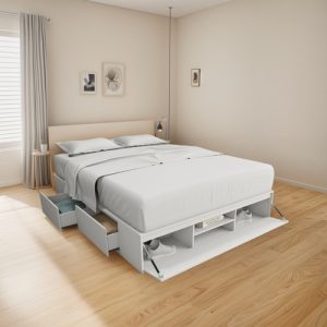 Box De Cama C/cajonera + Zapatero Base Somier 160 + + +