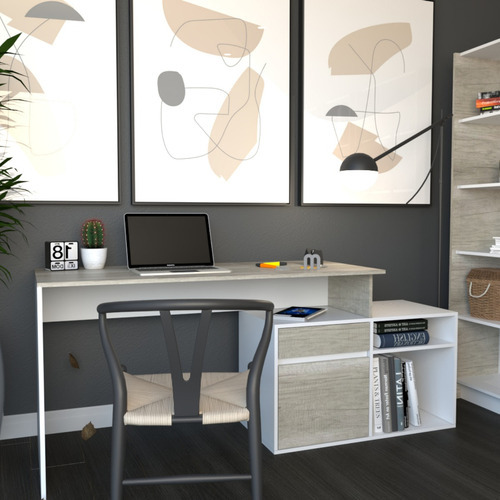 Escritorio Tables 3048 C/mueb Bajo Nev/bco 140x75x Color Nevado/everest - Imagen 5