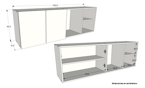 Alacena Armario Mueble De Cocina Premium 140 Moderno 2p +++ - Imagen 4