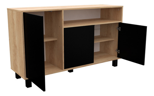 Vajillero Con Puertas Bahiut Doors Mosconi Color Nebraska Natural Fr Negro - Imagen 2