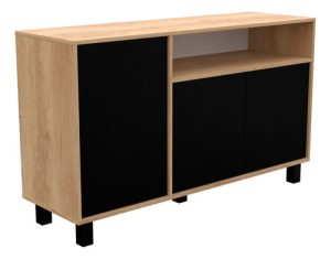 Vajillero Con Puertas Bahiut Doors Mosconi Color Nebraska Natural Fr Negro