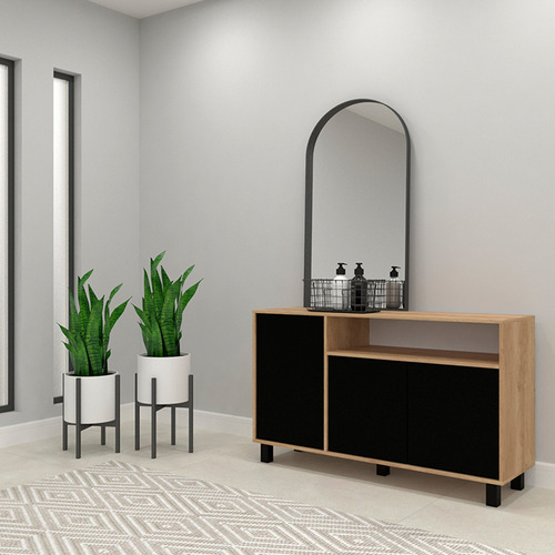 Vajillero Con Puertas Bahiut Doors Mosconi Color Nebraska Natural Fr Negro - Imagen 3