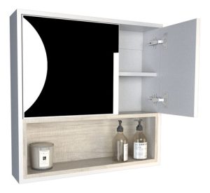 Botiquín De Baño Con Puerta Espejo 2 Puertas 1 Estante 60cms Color Nevado Blanco
