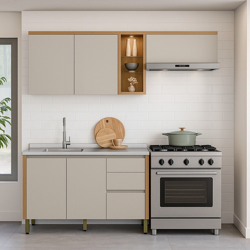 Mueble De Cocina Alacena 120cm Armario Horizontal Guardado - Imagen 7