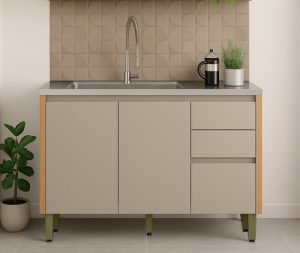 Mueble Cocina Bajo Mesada 120 Organizador Moderno 2p 3c + +