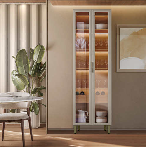 Despensero Vajillero Armario Cristalero Ptas Vidrio C/ Luz +